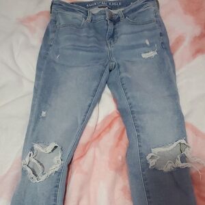 American Eagle Outfitters Blue Skinny Jeans Distressed